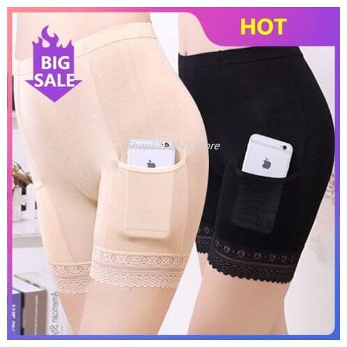 Safety Shorts Pants Plus Size Safety Pants Boxer Shorts Under Skirt with Pockets Safety Shorts Under Skirt Thigh Chafing Lace