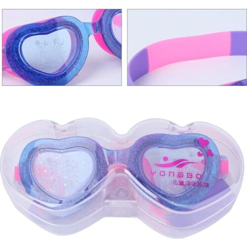 1 Pc Silicone Swimming Goggles Heart-shaped Swim Glasses Waterproof Anti-fog Swim Goggle for Kids Teens Toddlers (Purple)