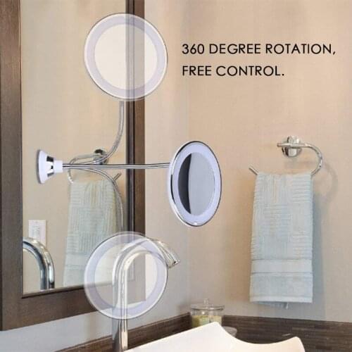 360 Degree 5X 10X Folding Mirror My Flexible Mirror with LED Light Rotating Magnifying Makeup Make Up Free Drop Shipping