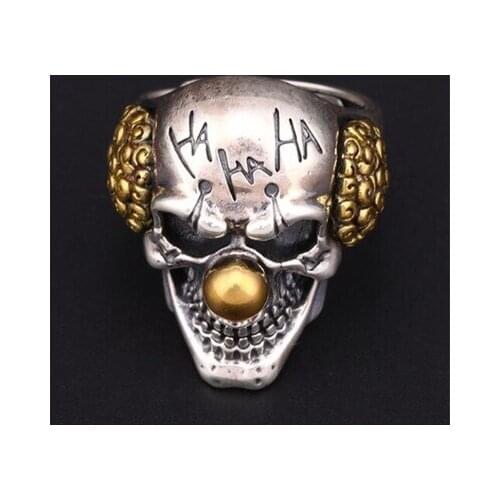 Vintage Stainless Steel Clown Ring Hip Hop Punk Ring Mens Biker Fashion Jewelry Gift