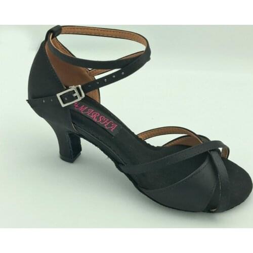 Comfortable and fashional latin salsa dance shoes tango & party shoes professional for women dancing in black satin 6231BLK