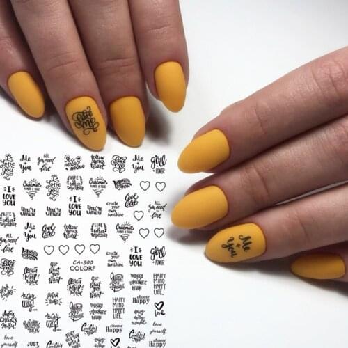 1 Sheet Letter Words Nail Sticker Tribal Sign Text 3D Nail Sticker Leopard Adhesive Stickers Nail Art Wraps Manicure Decoration