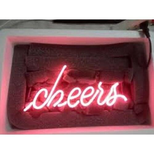 14“ Cheers Acrylic Custom Neon Light Lamp Sign Beer Bar Handmade Real Glass Decorate Home Wall Room Windows Tube Artwork