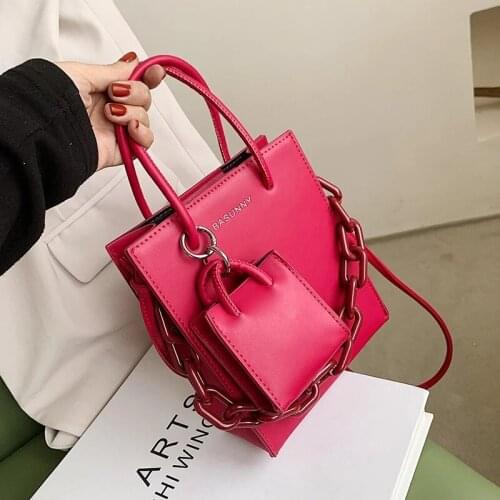 2021 Fashion Acrylic Chain Shoulder Bag Women Travel Bags PU Leather Female Luxury Handbags Women Bags Designer Sac A Main Femme