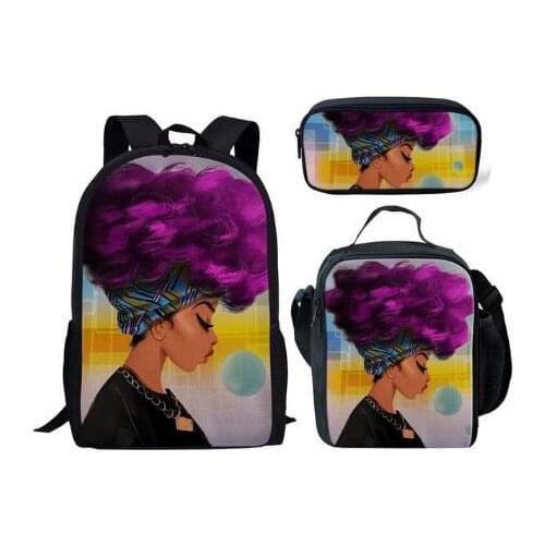 3 Pcs Set Backpack for Youth Girl African Art Painting Girl Schoolbag Children Bagpack Student Laptop Backpacks Plus