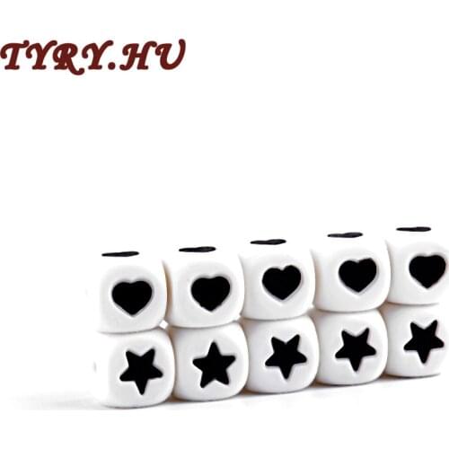 5Pcs/10Pcs 12mm Silicone Beads Teething heart star Baby Teether Pacifier Chain Toys DIY Necklace Loose Beads Accessories