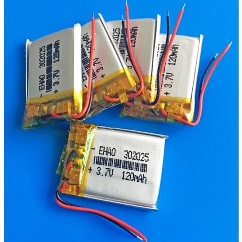 5 pcs 3.7V 120mAh 302025 032025 Lithium polymer lipo rechargeable battery for MP3 GPS bluetooth speaker bluetooth headset camera