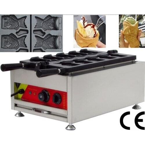 5pcs Commercial Use Nonstick 110v 220v Electric Ice Cream Fish Waffle Baker Maker Machine