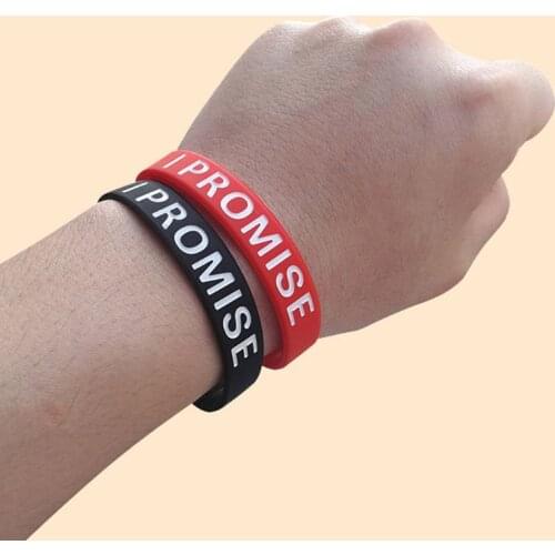 5Pcs Assorted Colors I Promise Silicone Sports Wristband Bracelets Kit Lovers Matching Set Valentine Gift Unisex Jewelry