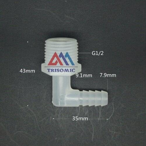 7.9mm*G1/2 Elbow screw thread type Connector Tube Joiner Material PP Plastic Fitting Tank Airline acid and alkali resistant