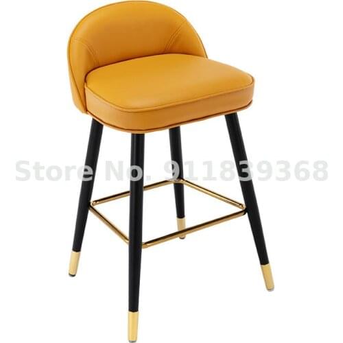Bar Chair Light Luxury Modern Simple Island Chair High Foot Household Stool Low Back Iron Bar Stool Counter Chair 55cm