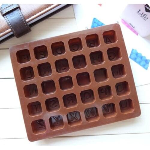 QuevinalFree shipping 100pcs/lot alphabet shape Cake Chocolate Muffin Jelly Ice Sugar Mould Maker Cutter Cake Silicone Ice Cube