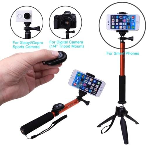 Bluetooth Wireless Camera Shutter X iaomi yi Self Stick Tripod Monopod+Clip Phone holder For Samsung Note 8 For iPhone 8 5 6 7 X
