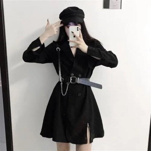 Black gothic dress korean harajuku vintage mini suit summer dresses for women 2020 elegant office clothes cosplay