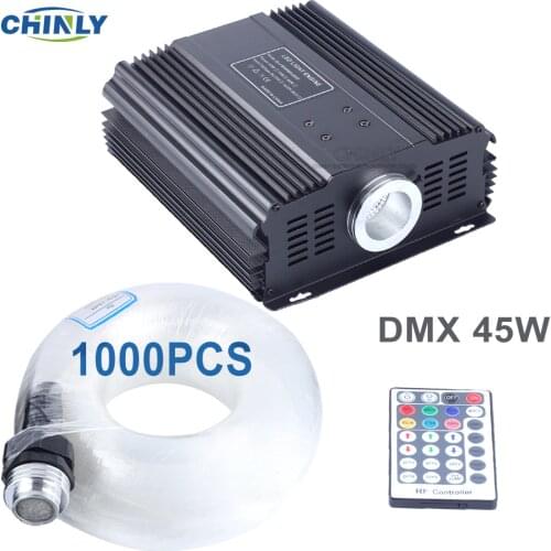 DMX 45W RGB Optical Fiber RF Remote Control 5m 1000pcs Cable Starry Sky Ceiling Light for Stage, Exhibition Hall, Shopping Mall