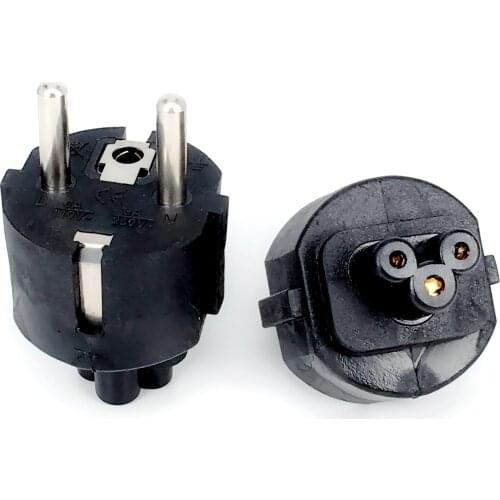 European CEE7/7 Schuko 2 Round Pins To IEC 320 C5 Receptacle Power Plug Convertor, EU-C5 AC Adapter For Laptop