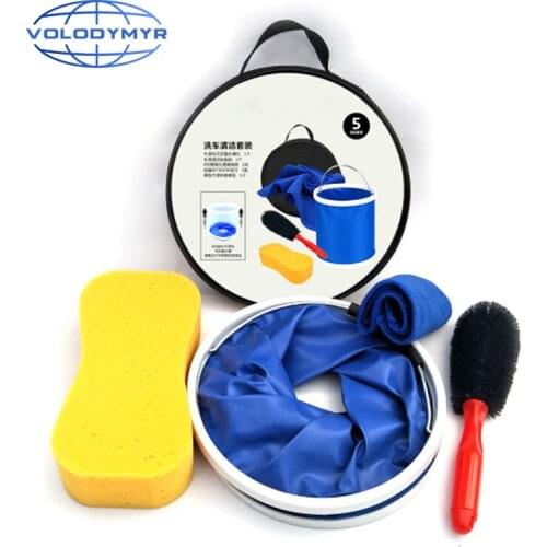 Car Cleaning Tool Auto Wash Sponge Pad Rim Brush Bucket Microfiber Towel for Detailing Clean Detail Wheel Car Wash Tools