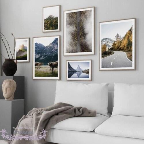 Mountain Foggy Forest Canvas Painting Nature Scenery Photography Printed Posters Nordic Home Decoration Aesthetic Pictures
