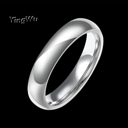 Yingwu 316L Stainless Steel Rings For Women Men 4mm Simple Fashion Engagement Wedding Ring Jewelry