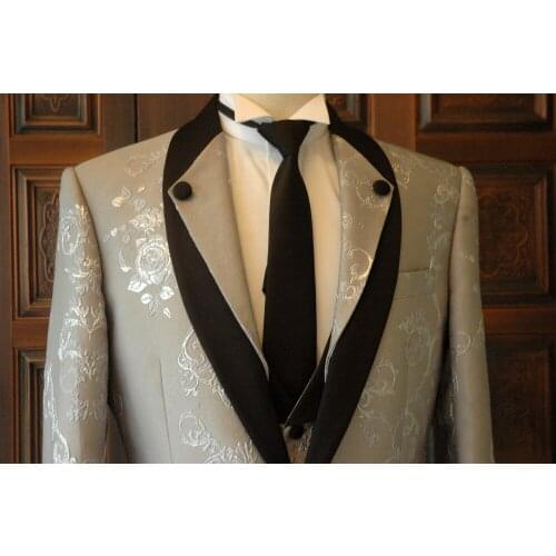 Tailor shop Custom Made Print Wedding Suit Stage Wear bride tuxedo silver jacket mens wedding tuxedos suits Parent-child outfit