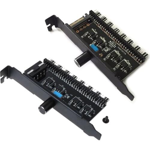 PC 8 Channels Fan Hub Cooling Fan Speed Controller for CPU Case HDD VGA PWM Fan PCI Bracket Power By 12V SATA/4Pin Fan Control