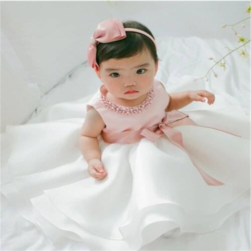 Cute Baby Dress infant Toddler Dress Beading Birthday Dress Princess Party Dresses for Newborn Girls Ball Gown Baby Girl Clothes