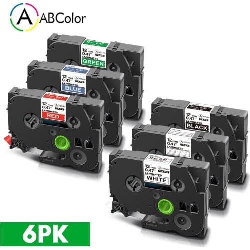 6PK Tape For Brother TZe-231 TZe 231 TZe-135 TZe 335 TZe-435 TZe-535 TZe-735 Label Tape 12mm For Brother P touch Label Maker