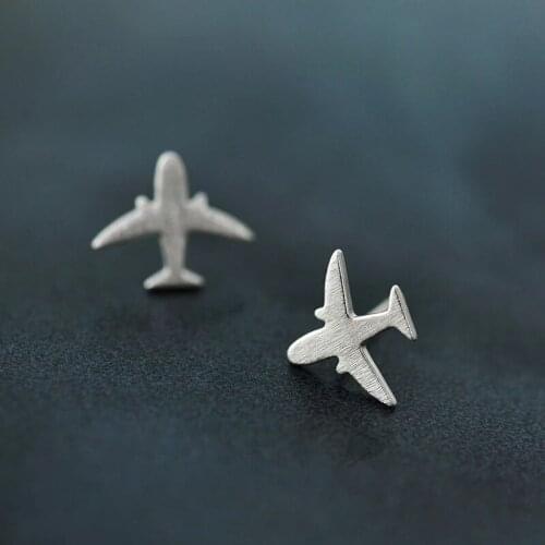 Fashion Prevent Allergy Silver Color Airplane Stud Earrings for Women Party Gift Jewelry 2021