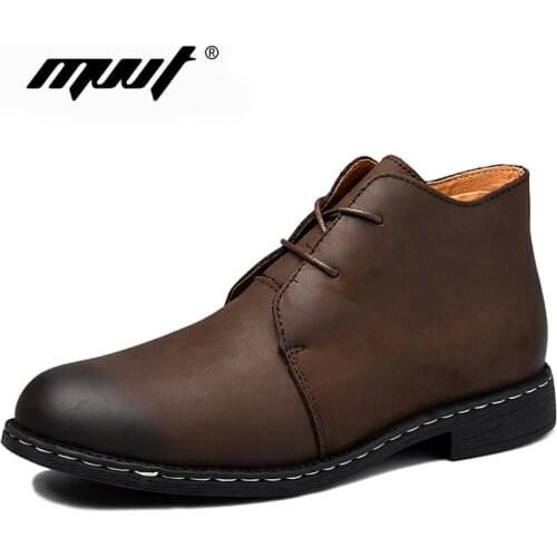 Handmade Men Boots Genuine Leather Men Snow Leather Boots WaterProof Work Safety Winter Ankle Boots Shoes