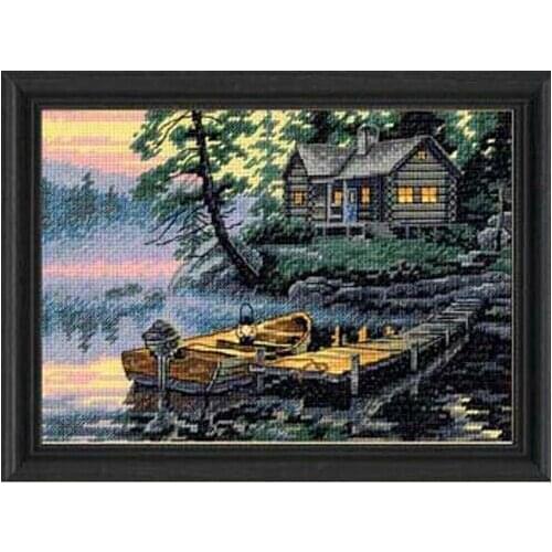 Unfinished DIY Embroidery needlework crafts Top Quality Set for 14ct Counted Cross Stitch, Morning Lake Landscape European