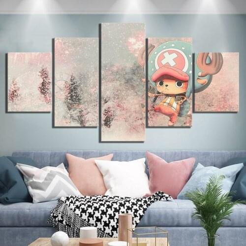 Wall Art Canvas 5 Panel Tony ONE PIECE Anime Prints Painting Modular Pictures Modern for Kids Room Home Decoration