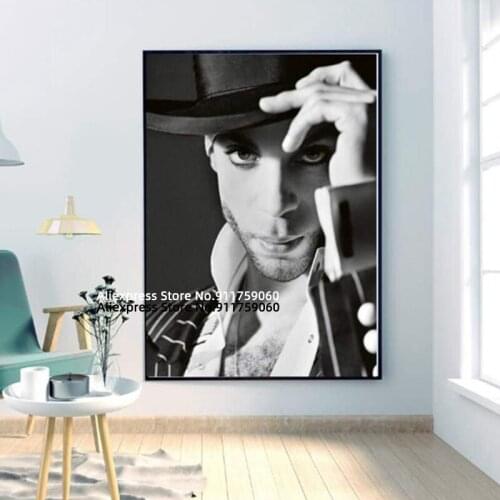 Prince Music Star Poster Wall Decor Home Decoration Painting Wall Art Poster on canvas for Black and White Living Room Decor
