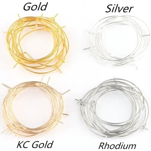 30pcs 20/25/30/35 mm Silver/Gold Plated Ear Wire Hoops DIY Craft Earring Open Beading Big Circle Jewelry Making Findings Wedding