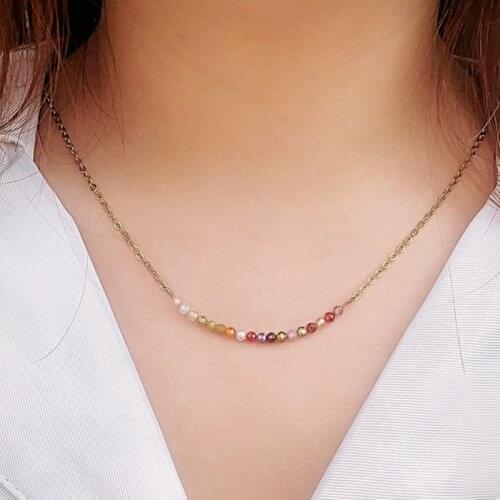 Men and Women Fashion Simple Necklace Natural Stone Jewelry Stainless Steel Bohemian Style Birthday Party Banquet Necklace Gifts