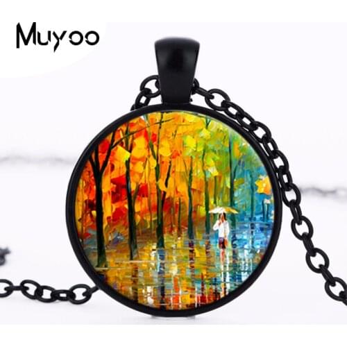 Vintage glass tree of life Cabochon statement necklace Round jewelry for women photo dates Art Collares Christma N27 HZ1