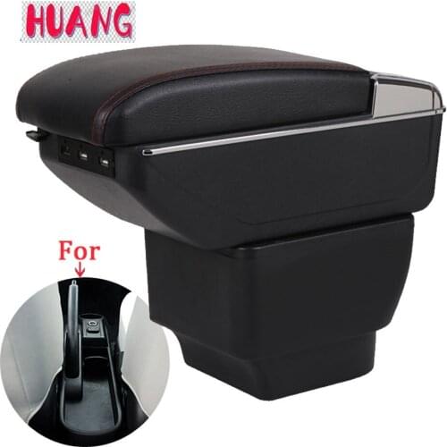 For Mazda 2/Demio Armrest box Rotatable PU Leather Center Centre Console Storage Box with ashtray car accessories