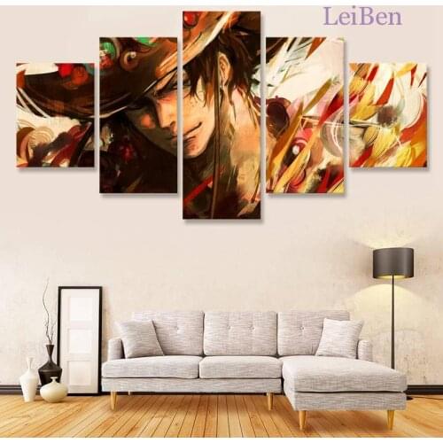 Popular Anime Character Print Prints One Piece Character Wall Art Poster Home Decorating Childrens Room Five Piece Set Picture