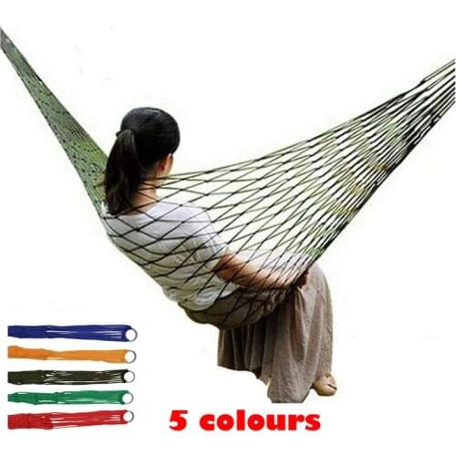 Outdoor Camping Picnic Summer Camp Courtyard Rest Portable Large Hammock Comfortable Hanging Nylon Net Rope Hammock Adult