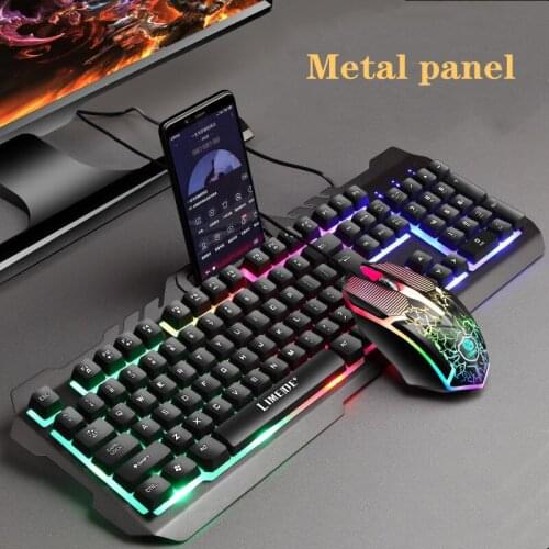 T21 Wired Keyboard and Mouse Set Backlit Gaming Keyboard Game Silent Mechanical Keyboard for Pc Laptop Office Games