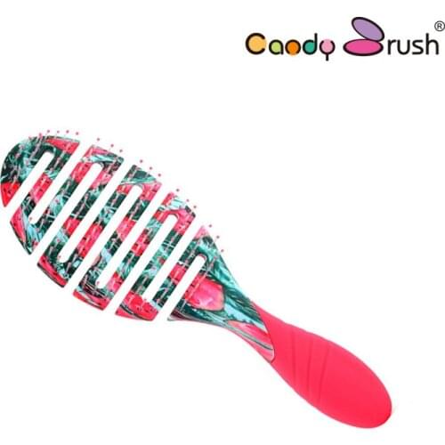 CANDY BRUSH rib comb hollow labyrinth scalp massage dry and wet dual purpose arc water transfer hair styling nylon comb