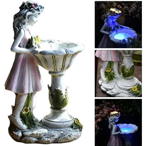 Solar Garden Statue Resin Figurine Solar Powered Outdoor Sculpture Lights For Patio Lawn Yard Decorations Party Supplies