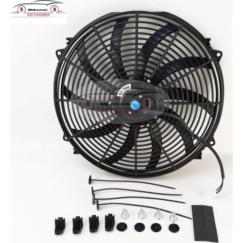 Universal 16 Inch 12V 120W 2100RPM Straight Black Blade Electric Cooling Radiator Fan Kit