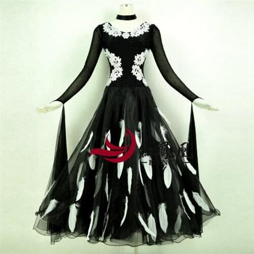 Women Standard Ballroom Dresses Girls Long Sleeve Lycra Stretchy Dancing Costume Adult Waltz Ballroom Competition Dance Dress