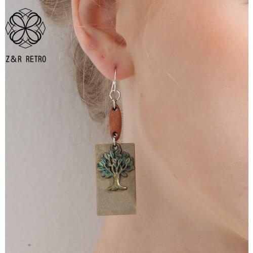 Vintage Tree Of Life hanging Earrings for Women Womens Fashion Jewelry Ear Decoration Gift Female Suspension Alloy Earring 2020