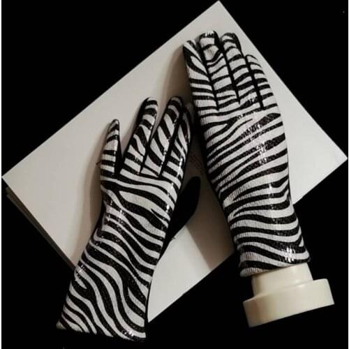 Female Winter Warm Leopard Suede Leather Touch Screen Gloves Women Sexy Zebra Pattern Cashmere Thicken Driving Gloves H84