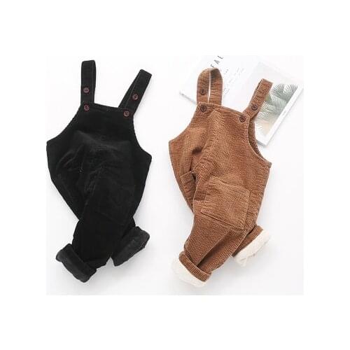 9M 1 2 3 4 Y Baby Girls Winter Overalls 2019 Fall Spring Thicken Fleece Jumpsuit for Boys Toddler Kids Solid Corduroy Suspenders