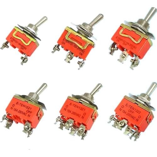 1pc Toggle Switch E-TEN1021 E-TEN1121 E-TEN1122 E-TEN1221 E-TEN1321 E-TEN1322 15A 250VAC Rocker Switch 12mm Black Waterproof Cap
