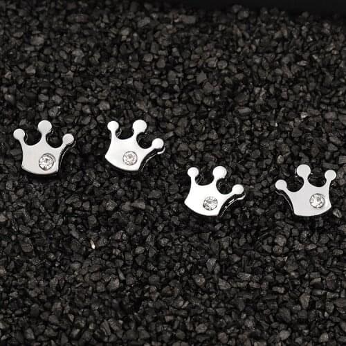 10PCS 8mm Rhinestone Crown Slide Charms Flat Beads DIY Accessories Handmade Bracelets Belt Strips Pet Name Collar