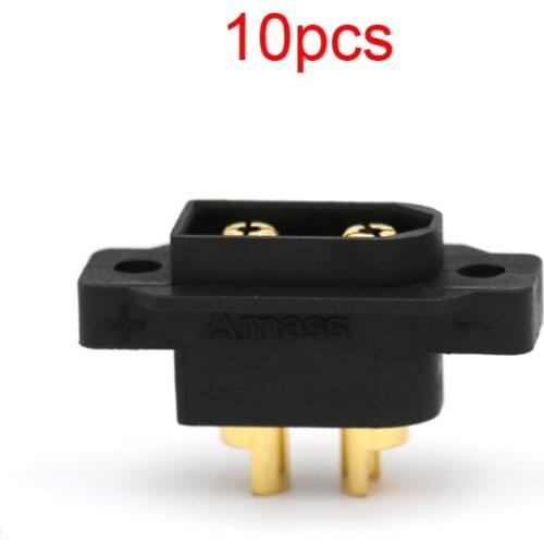 10PCS Amass XT60EW Black Waterproof Male Battery Plug with Nuts Fixed 3.5mm Gold-plated Connector for RC Aircraft DIY Parts