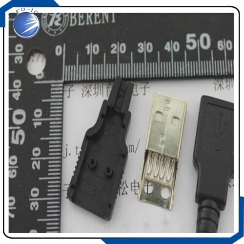 10PCS/LOT With the tail of the USB male shell plastic shell / three pieces of USB connector charger power conversion essential